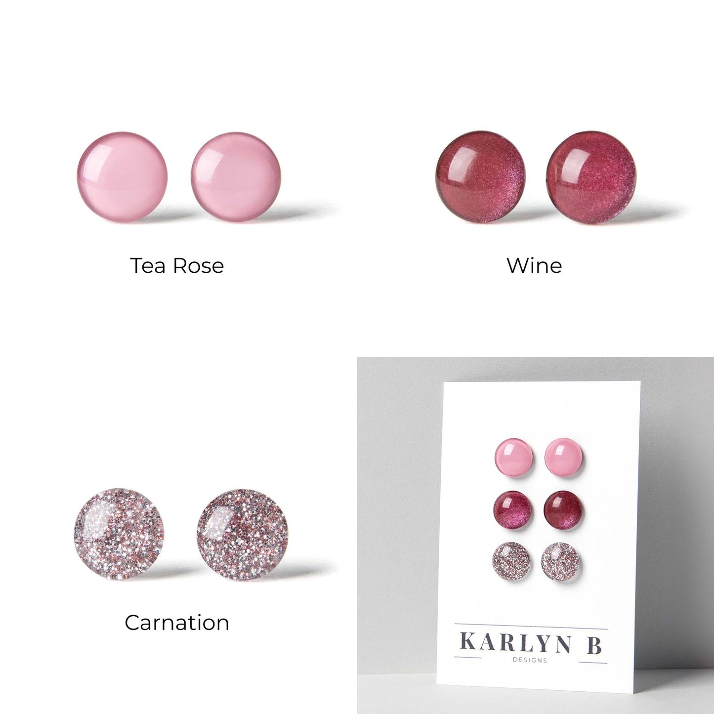 Three Pair Set of Colorful Stud Earrings