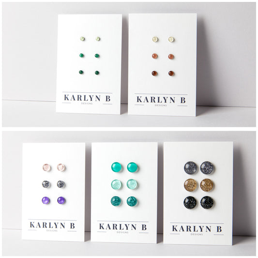 Build Your Own Three Pair Set of Colorful Stud Earrings