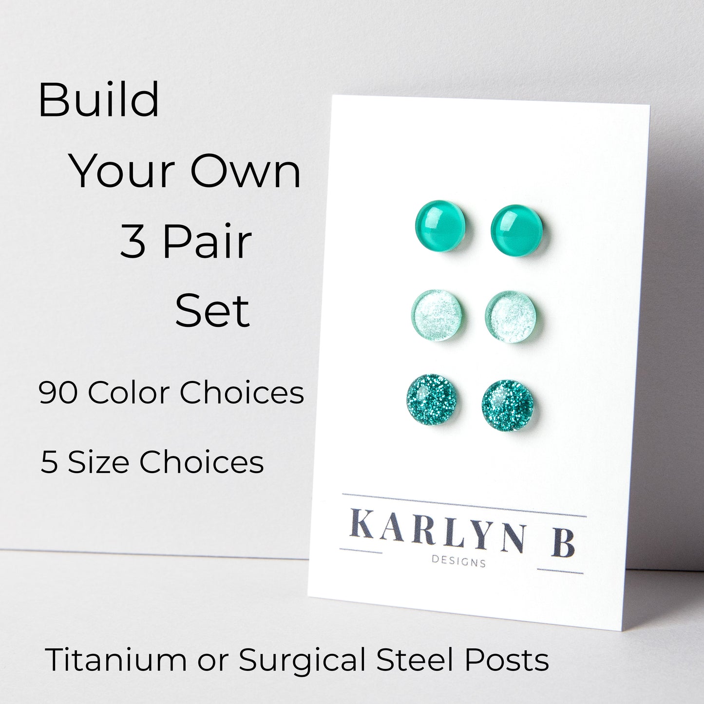 Build Your Own Three Pair Set of Colorful Stud Earrings
