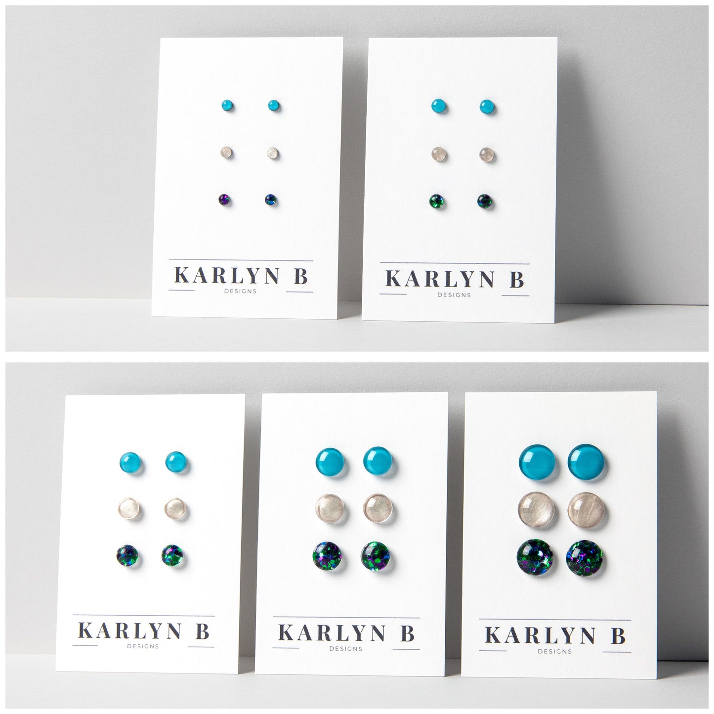 Three Pair Set of Colorful Stud Earrings
