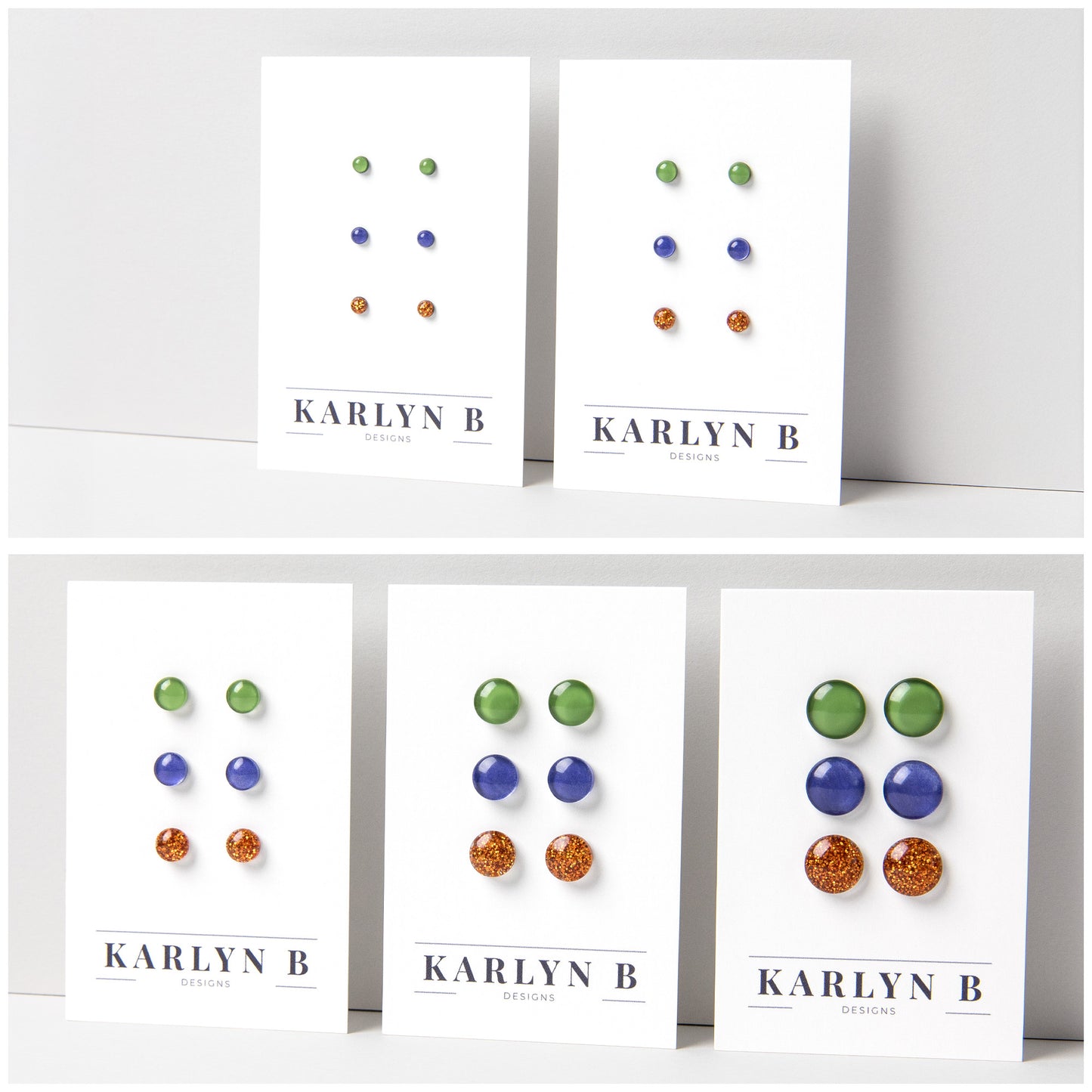 Three Pair Set of Colorful Stud Earrings