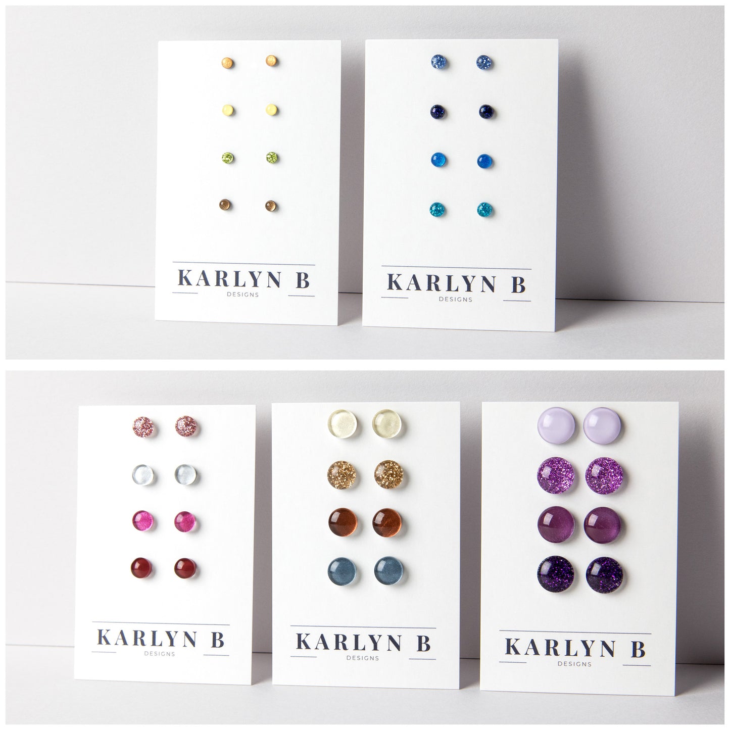 Build Your Own Four Pair Set of Colorful Stud Earrings