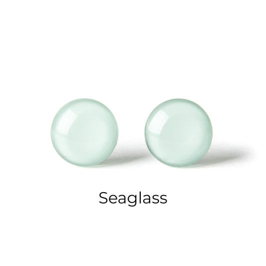 Color Dot Stud Earrings in Light Green