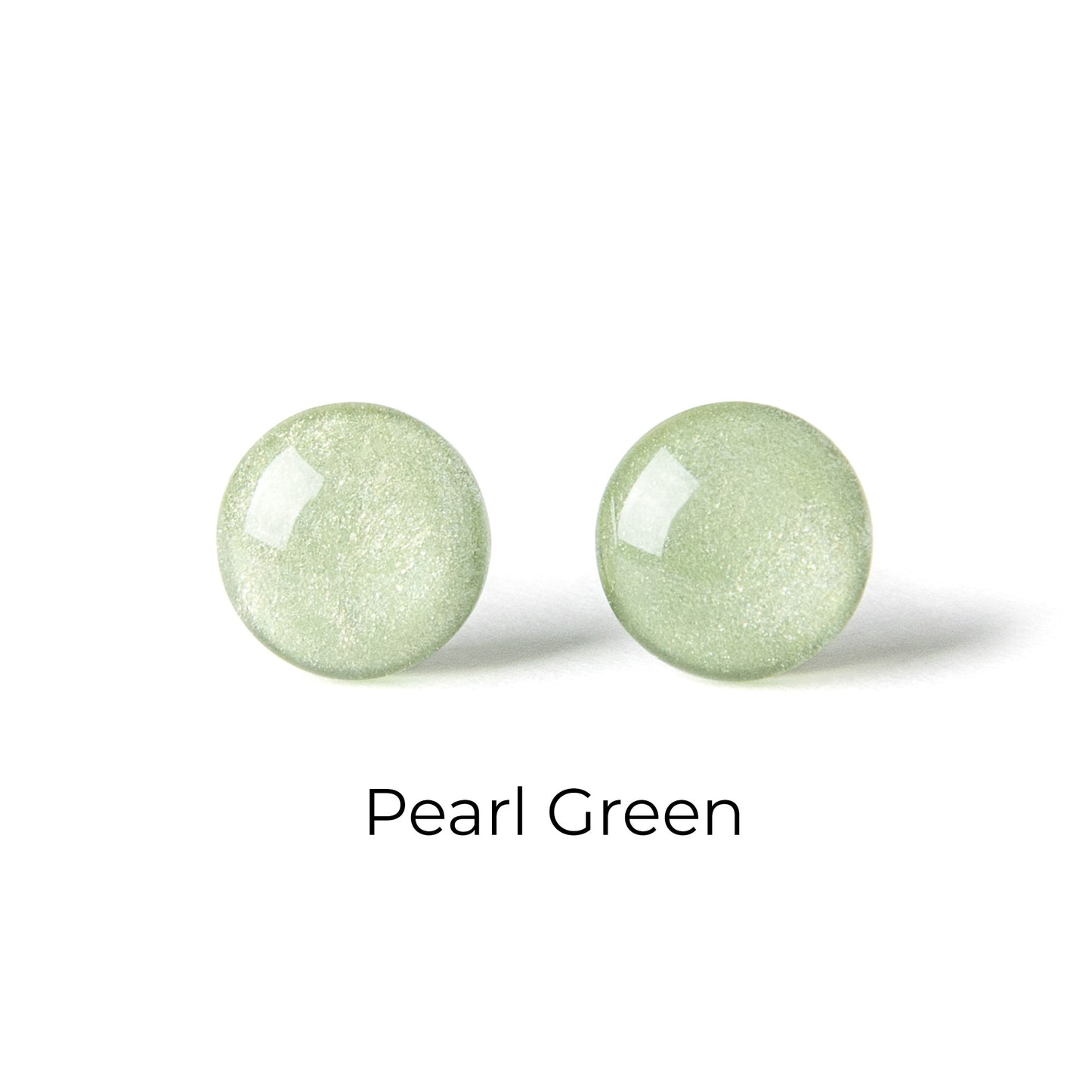 Color Dot Stud Earrings in Green Shimmer
