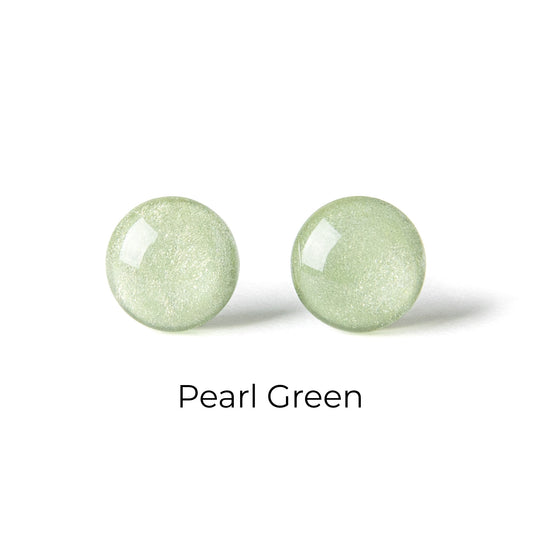 Color Dot Stud Earrings in Green Shimmer