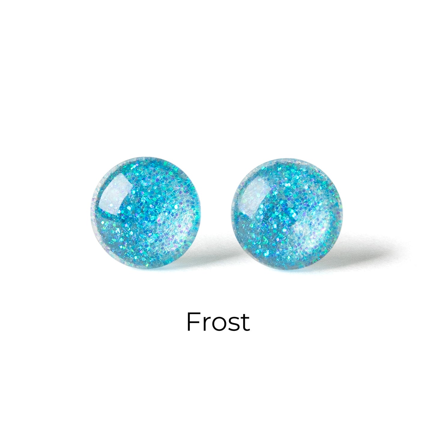 Color Dot Stud Earrings in Blue Glitter