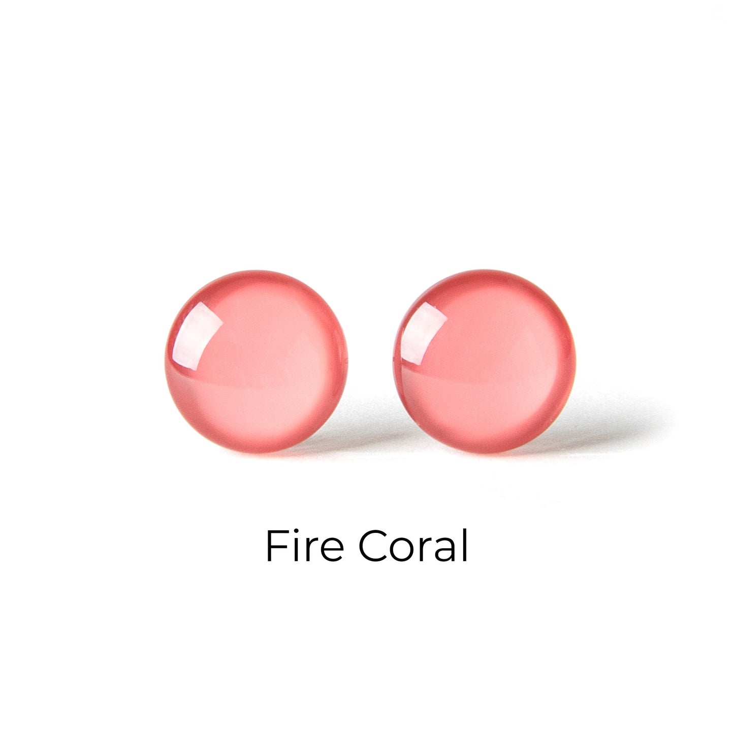 Color Dot Stud Earrings in Dark Coral Pink