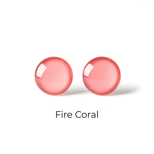 Color Dot Stud Earrings in Dark Coral Pink
