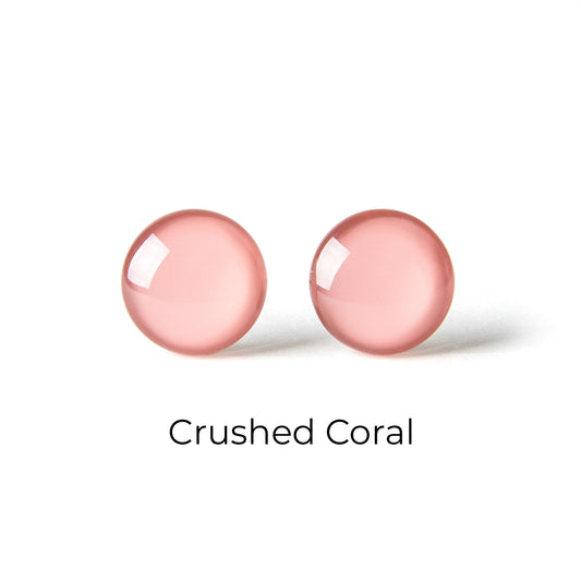 Color Dot Stud Earrings in Coral Pink