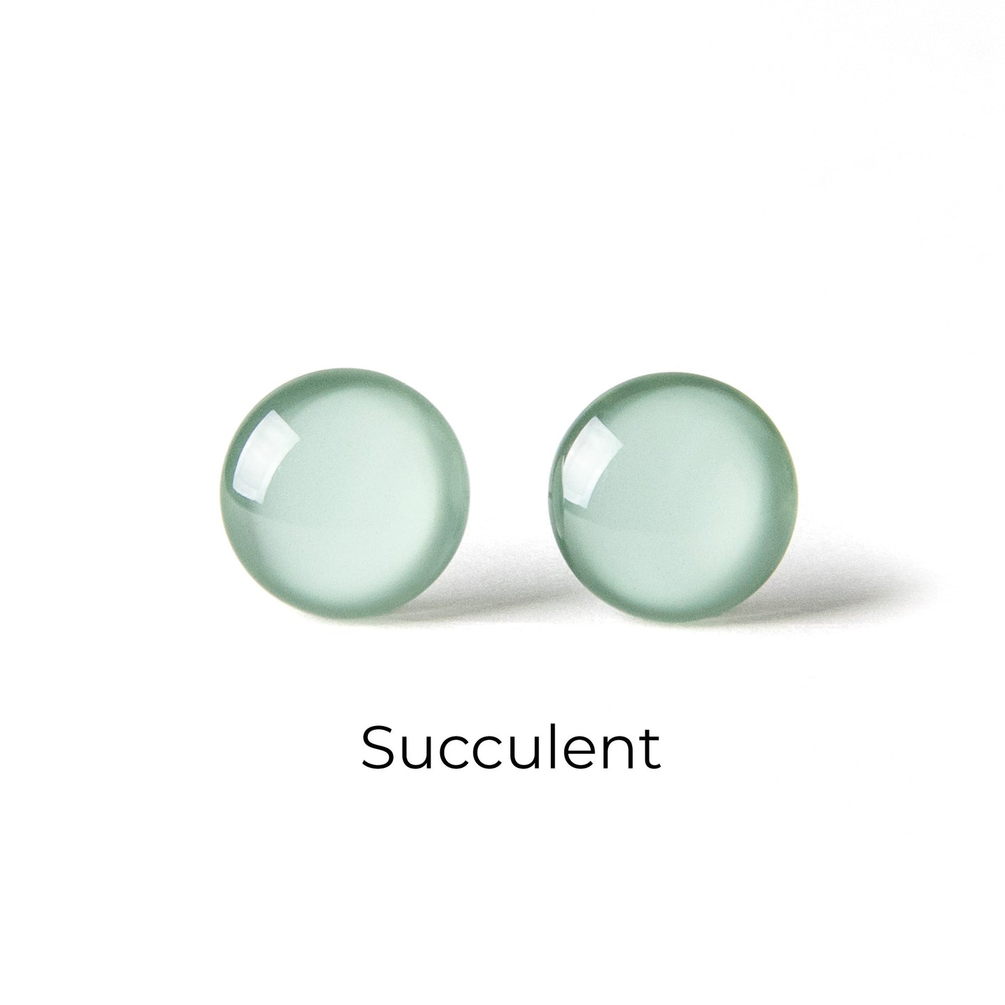 Color Dot Stud Earrings in Green