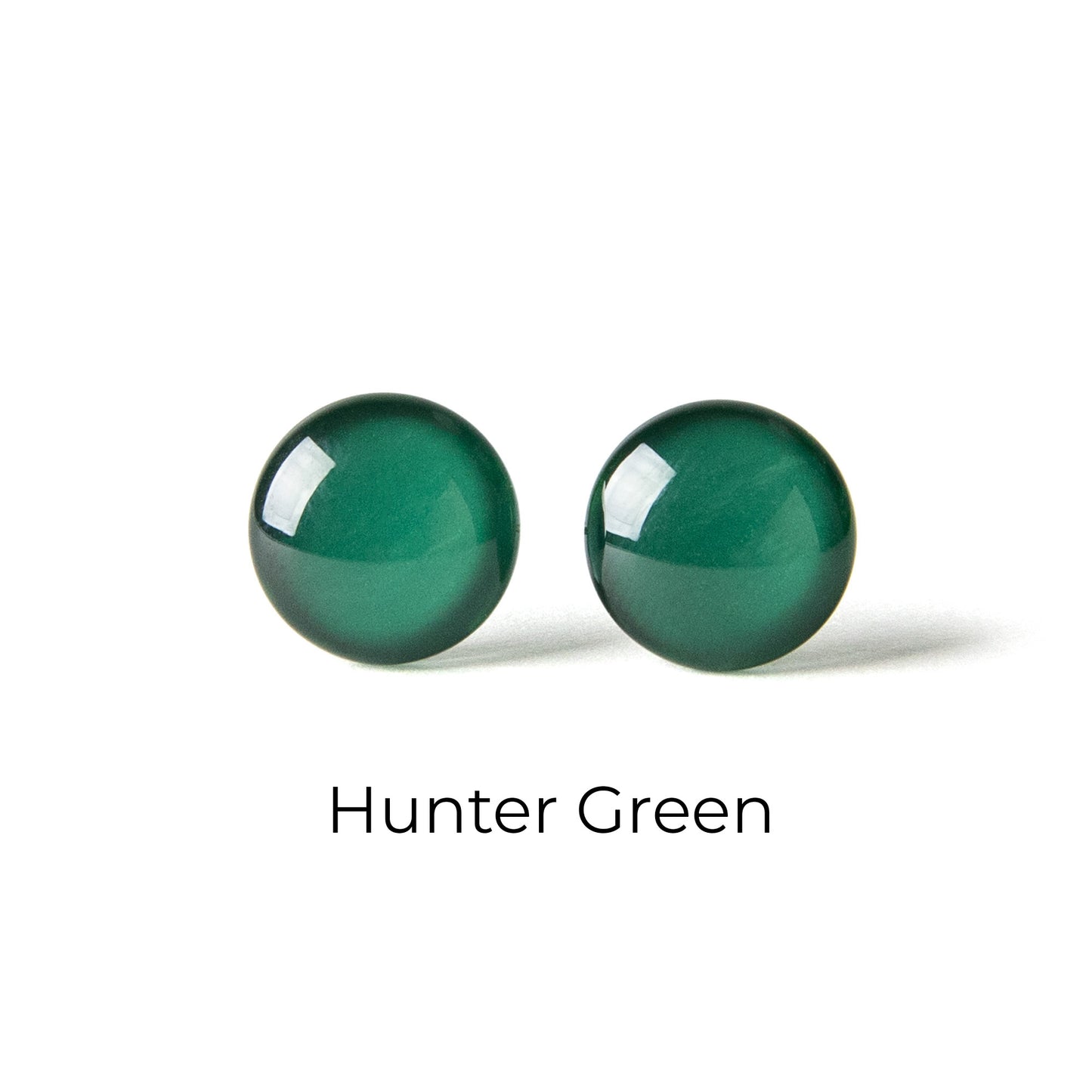 Color Dot Stud Earrings in Dark Green