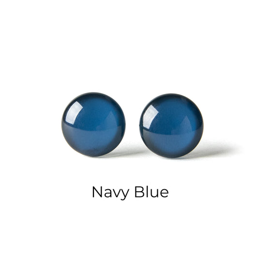 Color Dot Stud Earrings in Dark Blue