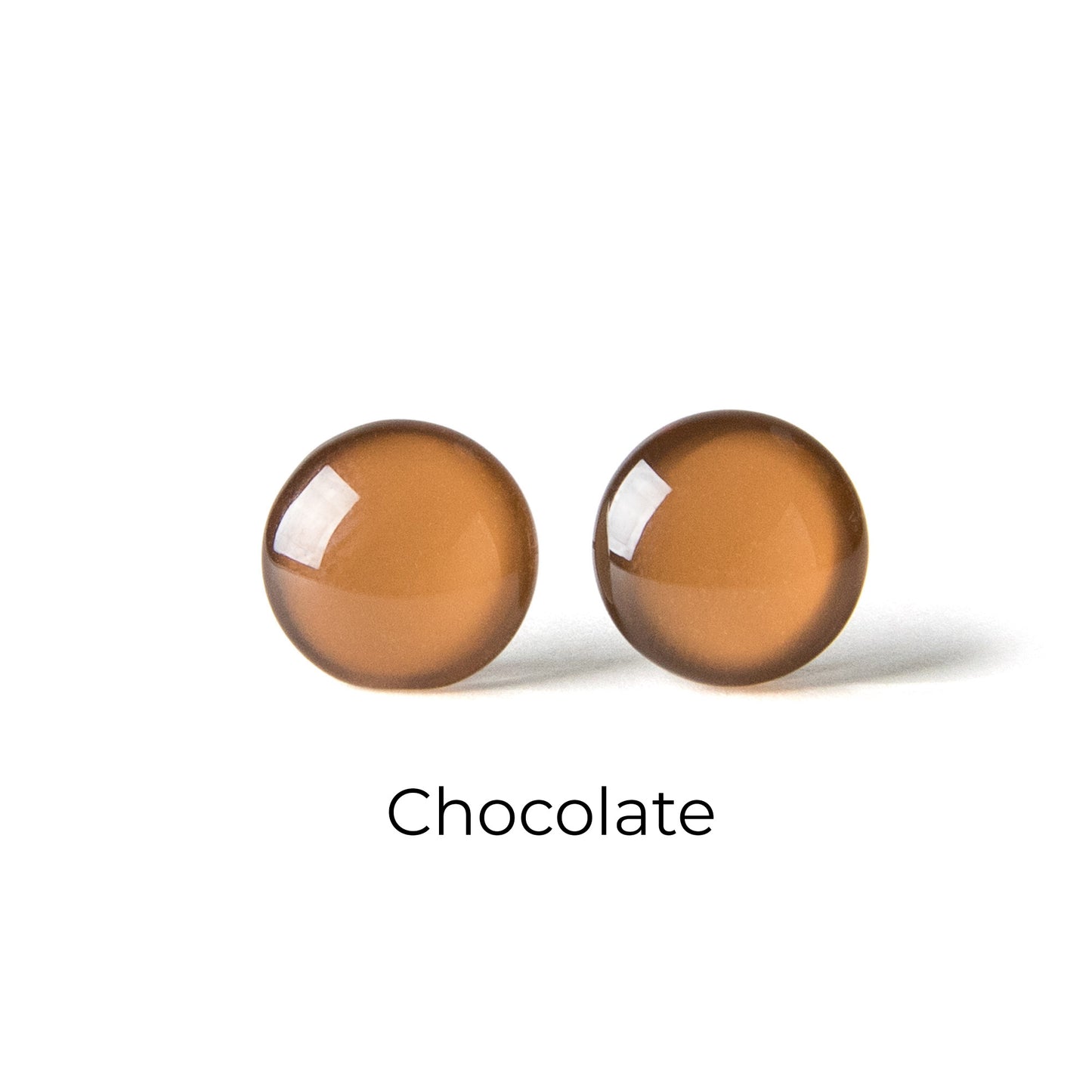 Color Dot Stud Earrings in Brown