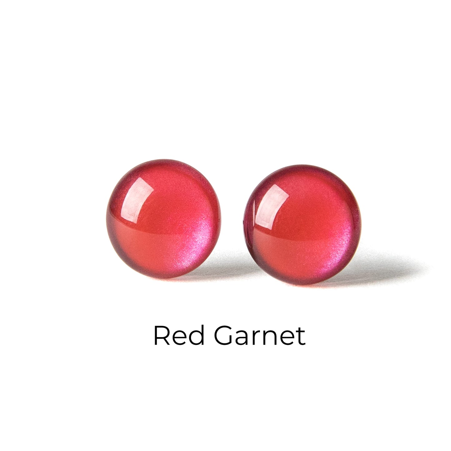 Color Dot Stud Earrings in Red Shimmer
