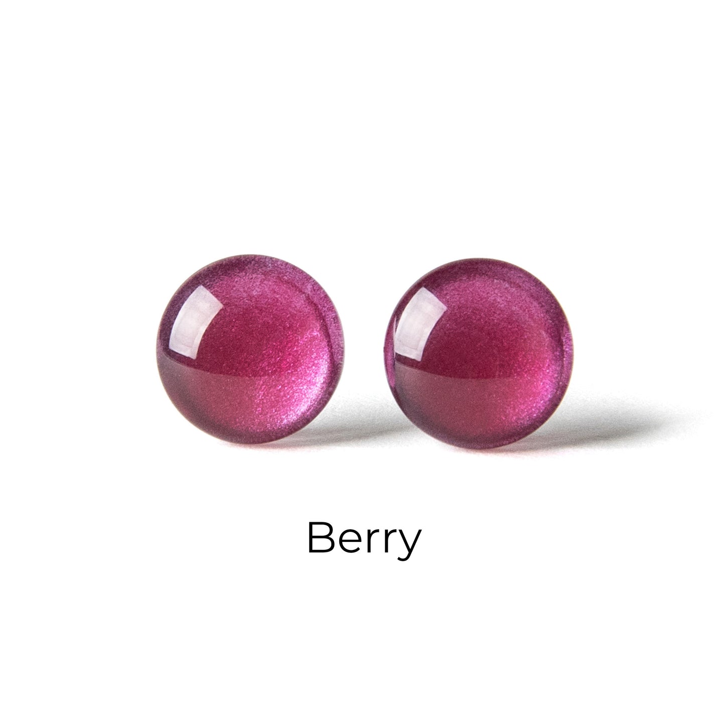 Color Dot Stud Earrings in Magenta Shimmer