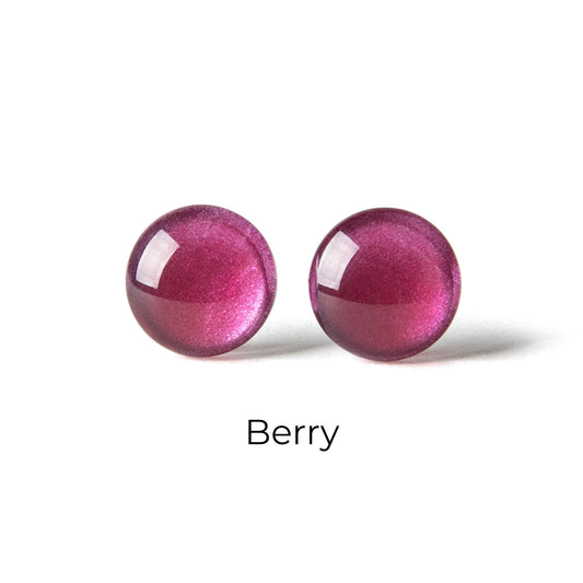 Color Dot Stud Earrings in Magenta Shimmer