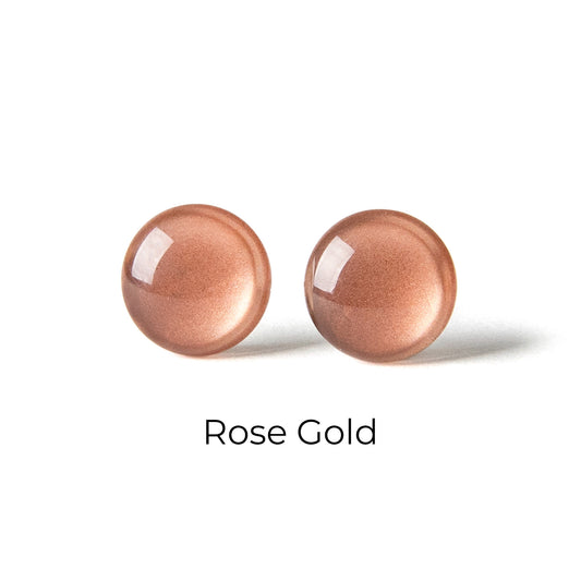 Color Dot Stud Earrings in Rose Gold Shimmer