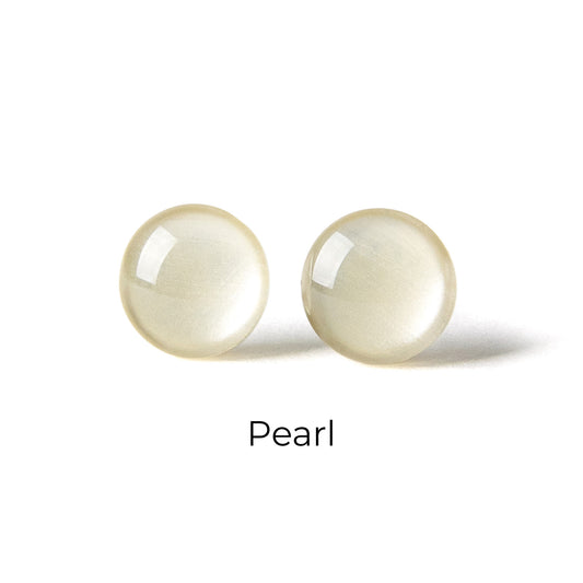 Color Dot Stud Earrings in Pearl White Shimmer
