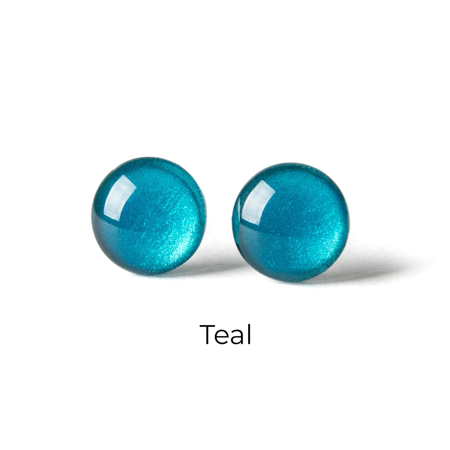 Color Dot Stud Earrings in Teal Shimmer