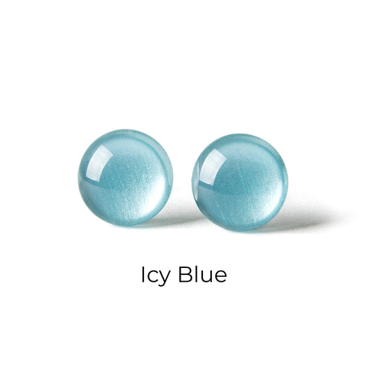 Color Dot Stud Earrings in Light Blue Shimmer