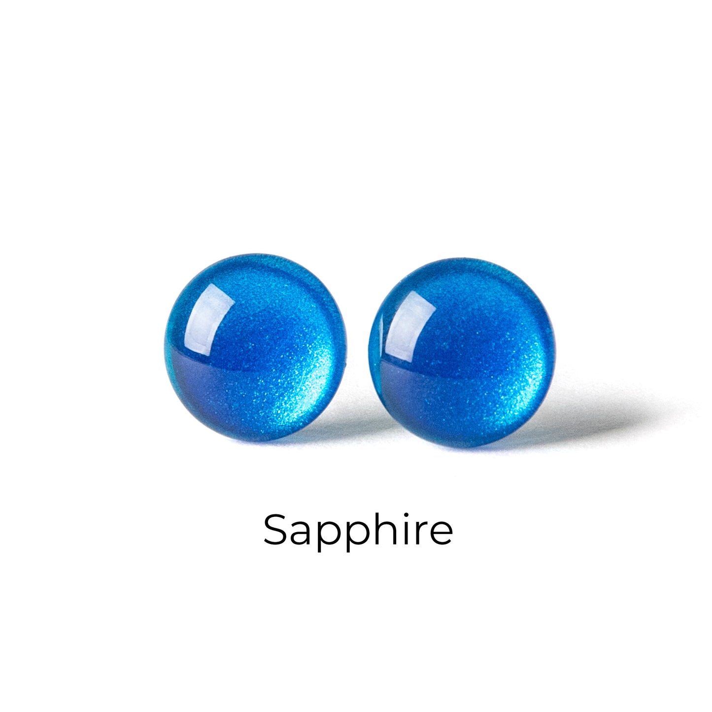 Color Dot Stud Earrings in Sapphire Blue Shimmer