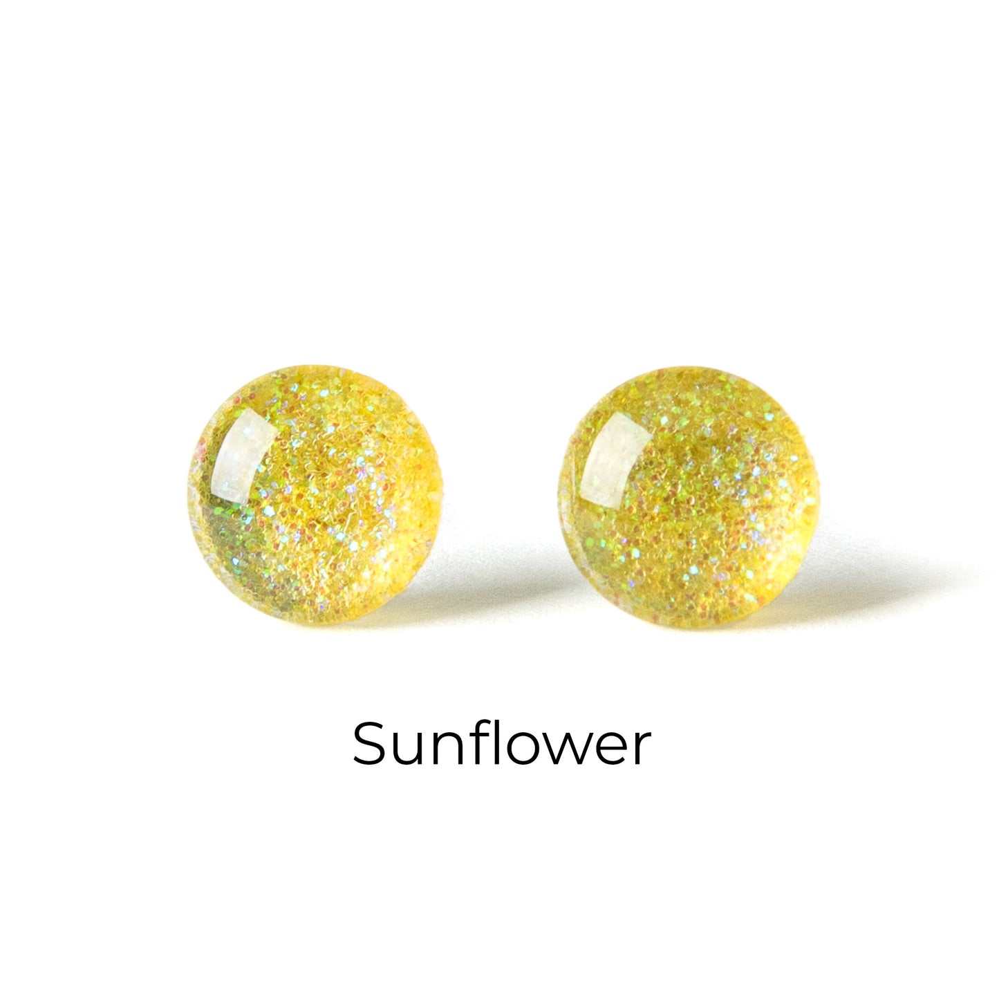 Color Dot Stud Earrings in Yellow Glitter