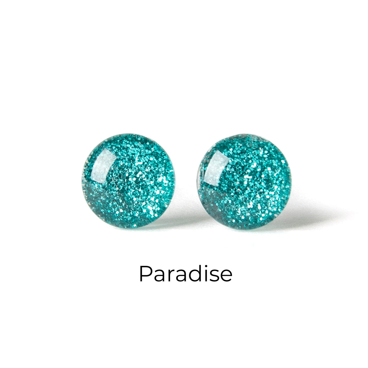 Color Dot Stud Earrings in Blue Glitter