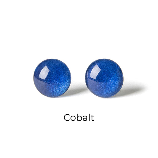Color Dot Stud Earrings in Dark Blue Shimmer