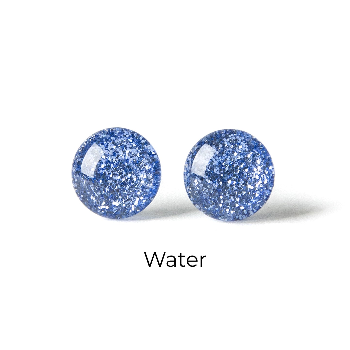 Color Dot Stud Earrings in Blue Glitter
