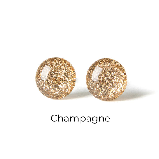 Color Dot Stud Earrings in Gold Glitter