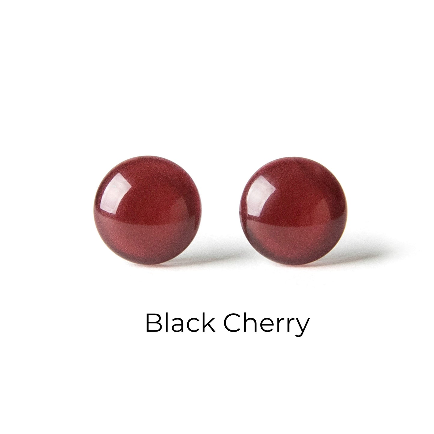 Color Dot Stud Earrings in Dark Red