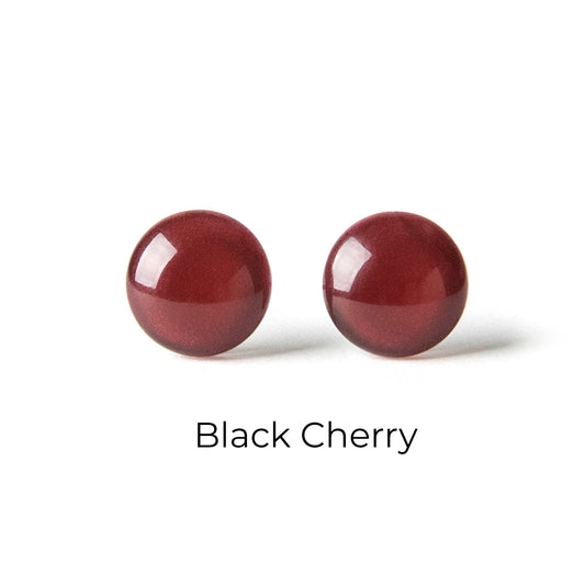 Color Dot Stud Earrings in Dark Red