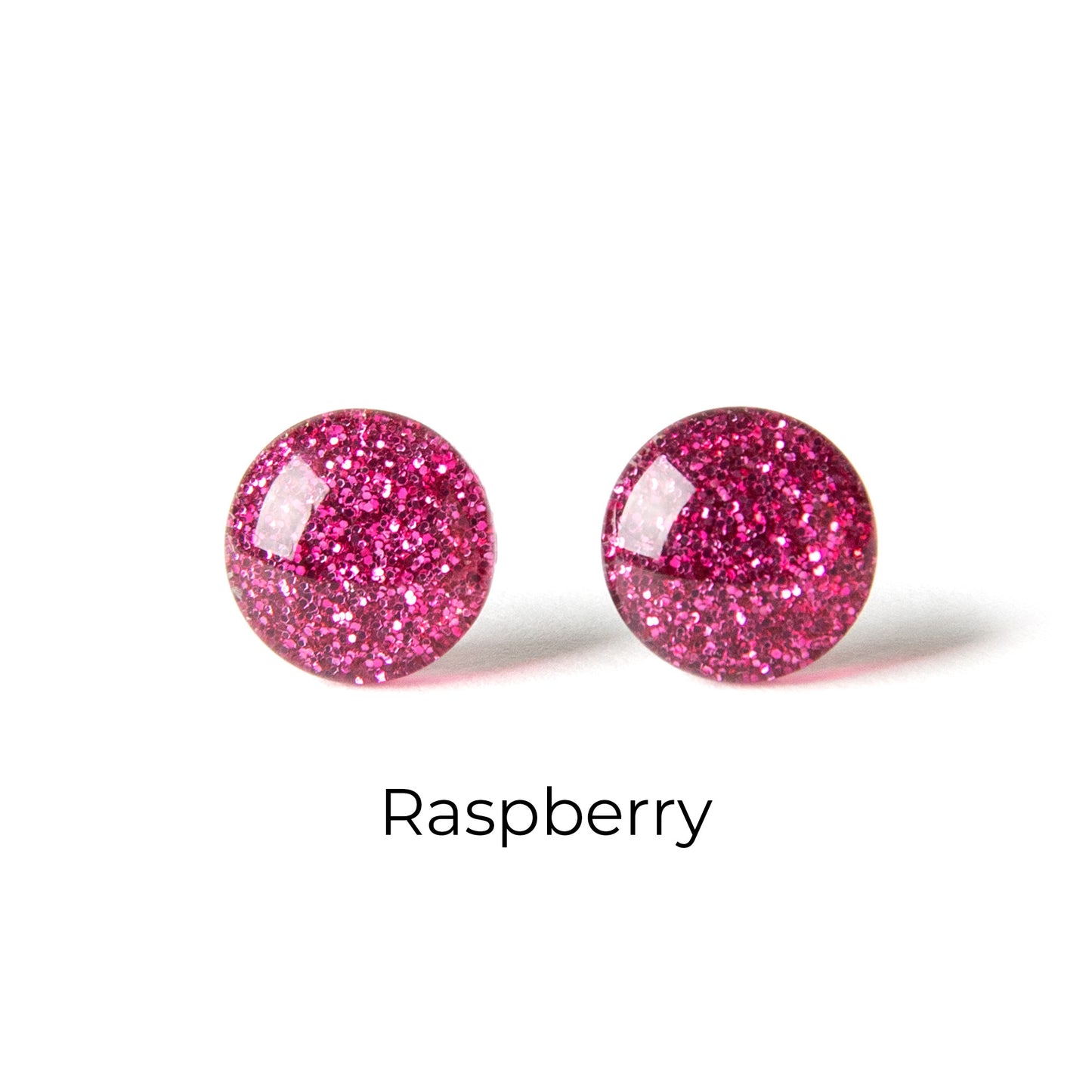 Color Dot Stud Earrings in Pink Glitter
