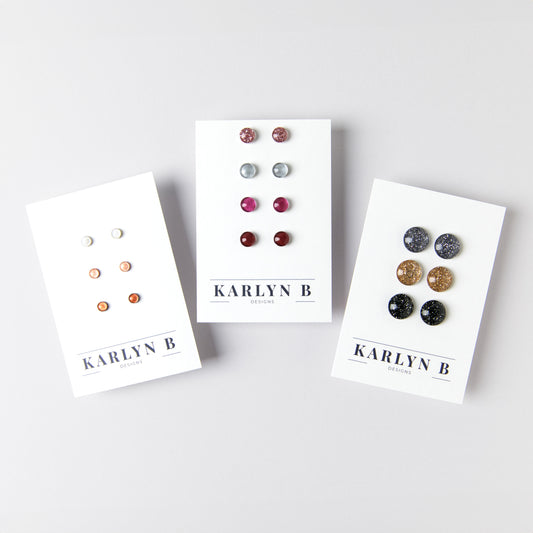 Build Your Own Five Pair Set of Colorful Stud Earrings