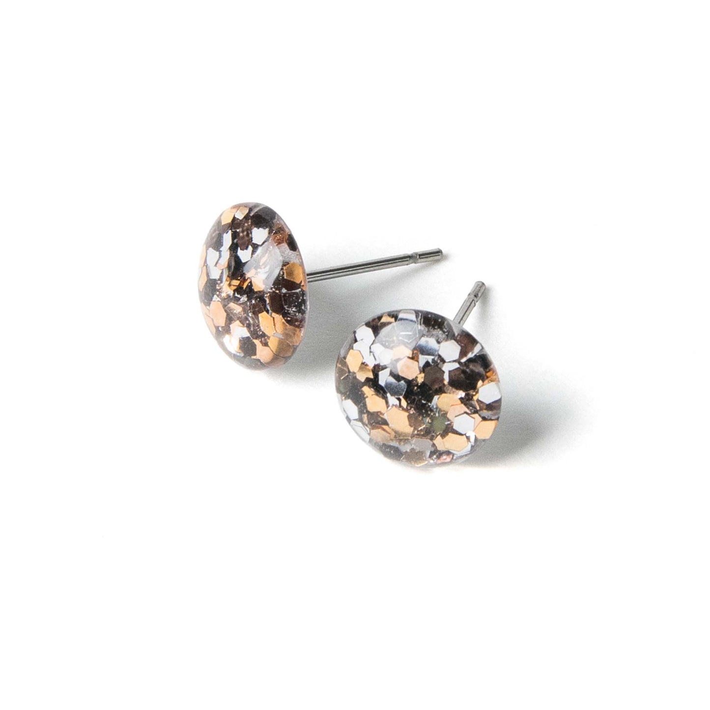 Color Dot Stud Earrings in Metallic Glitter