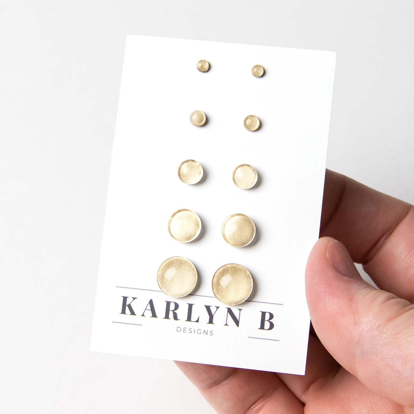 Color Dot Stud Earrings in Light Gold Shimmer