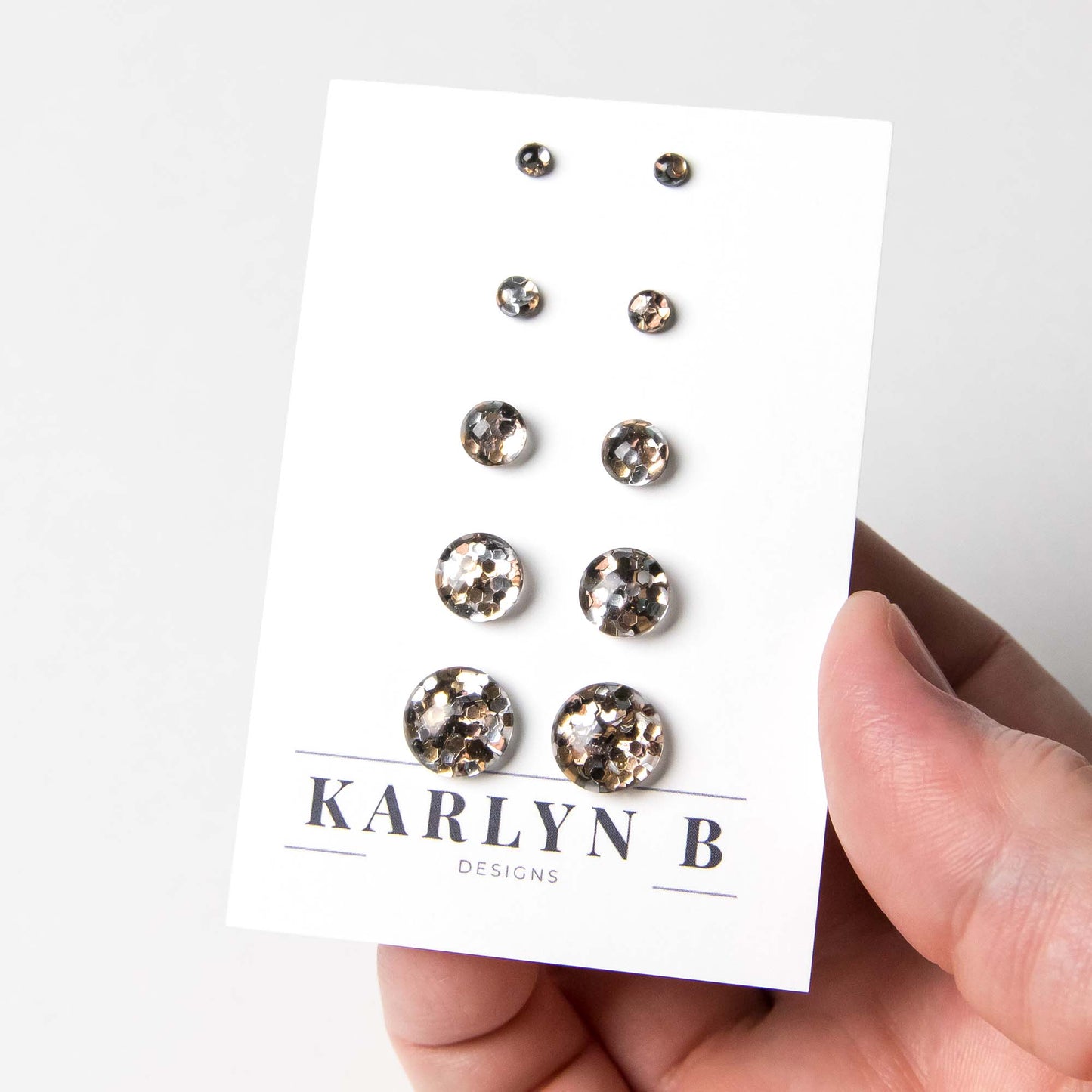 Color Dot Stud Earrings in Metallic Glitter