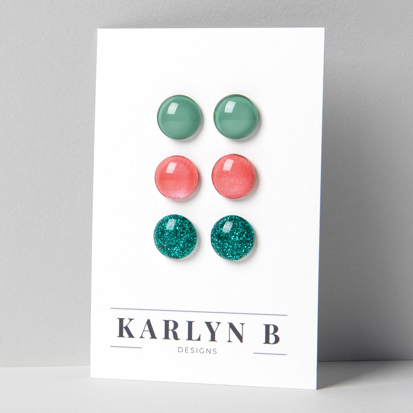 Three Pair Set of Colorful Stud Earrings