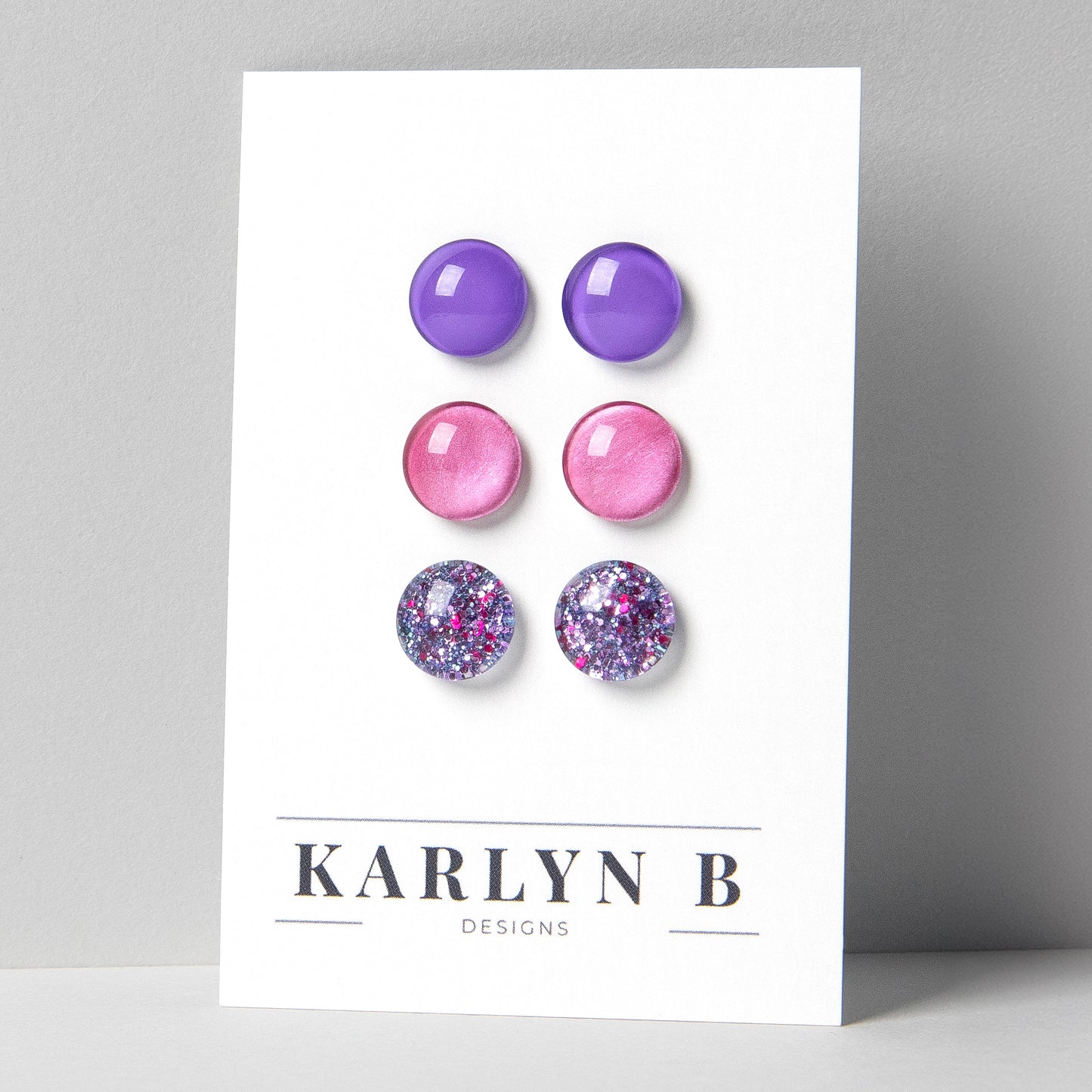 Three Pair Set of Colorful Stud Earrings