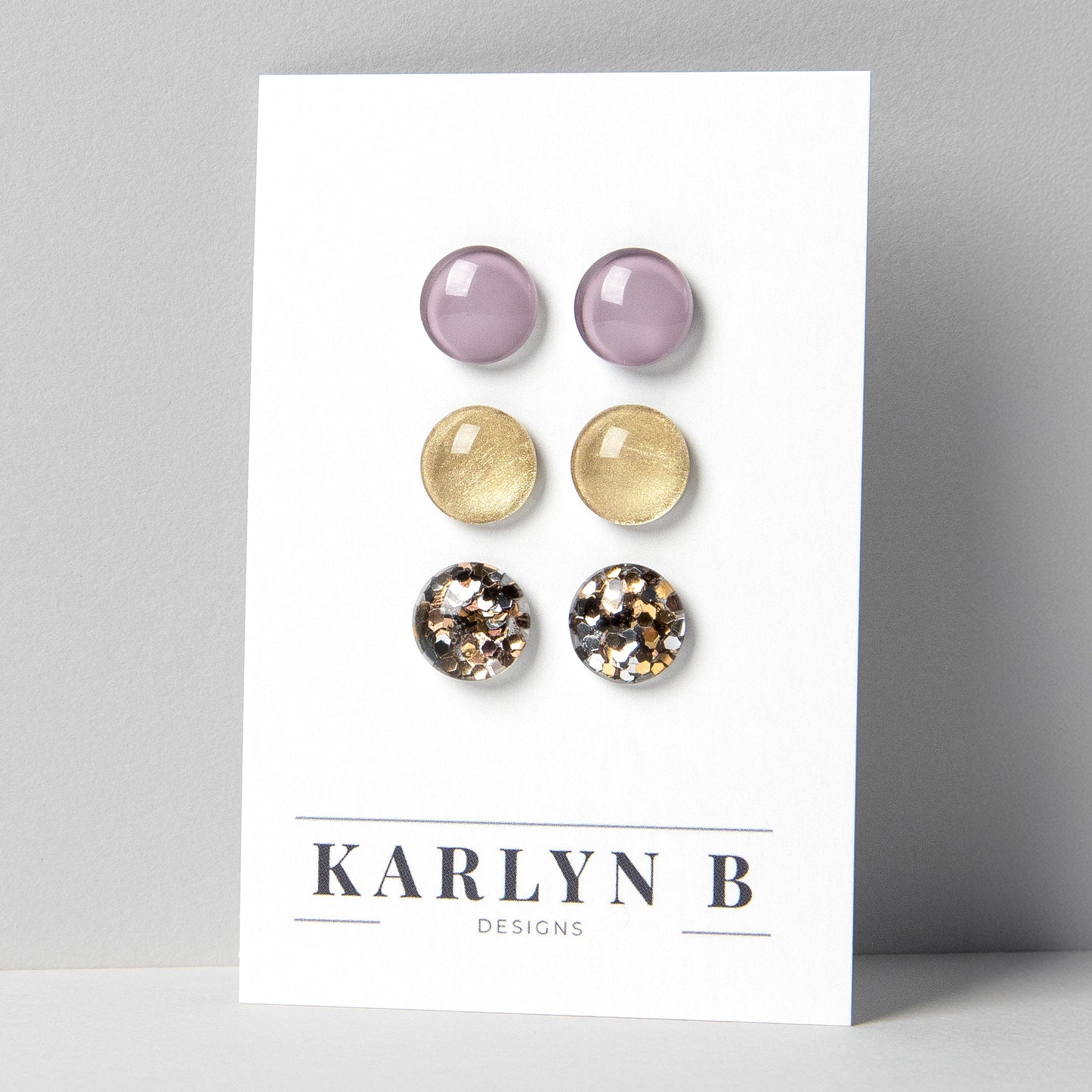 Three Pair Set of Colorful Stud Earrings