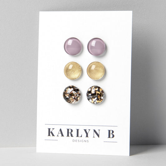 Three Pair Set of Colorful Stud Earrings