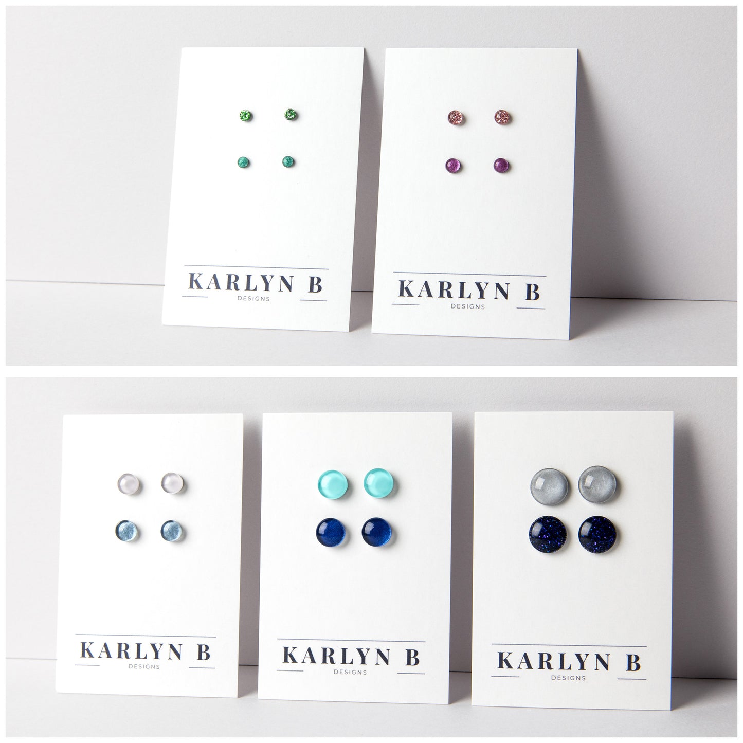 Build Your Own Two Pair Set of Color Dot Stud Earrings