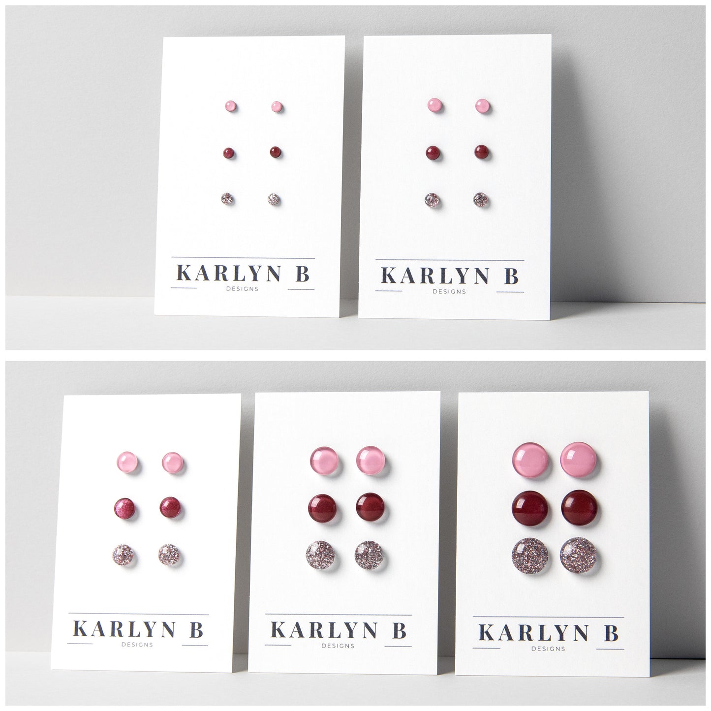 Three Pair Set of Color Dot Stud Earrings