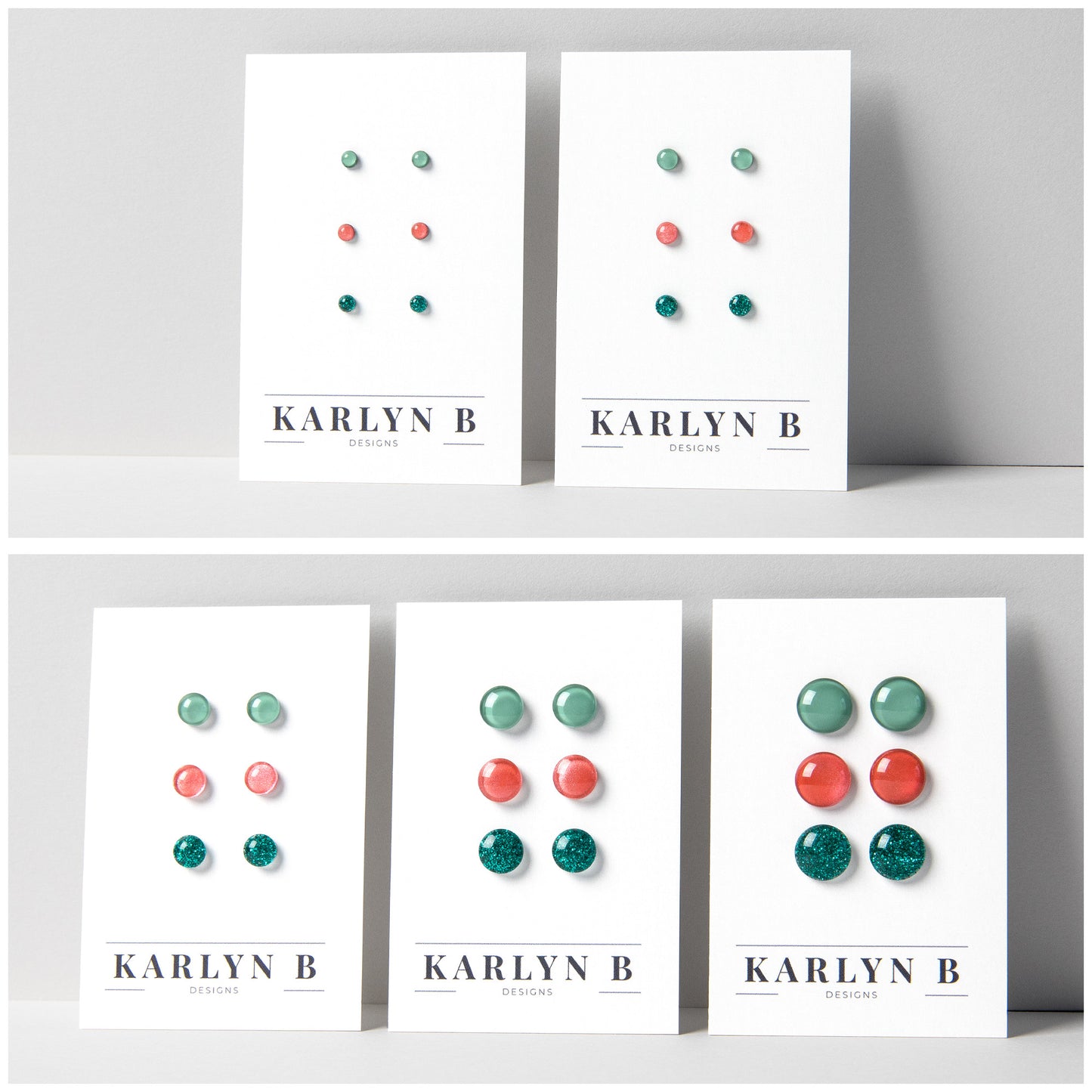 Three Pair Set of Color Dot Stud Earrings