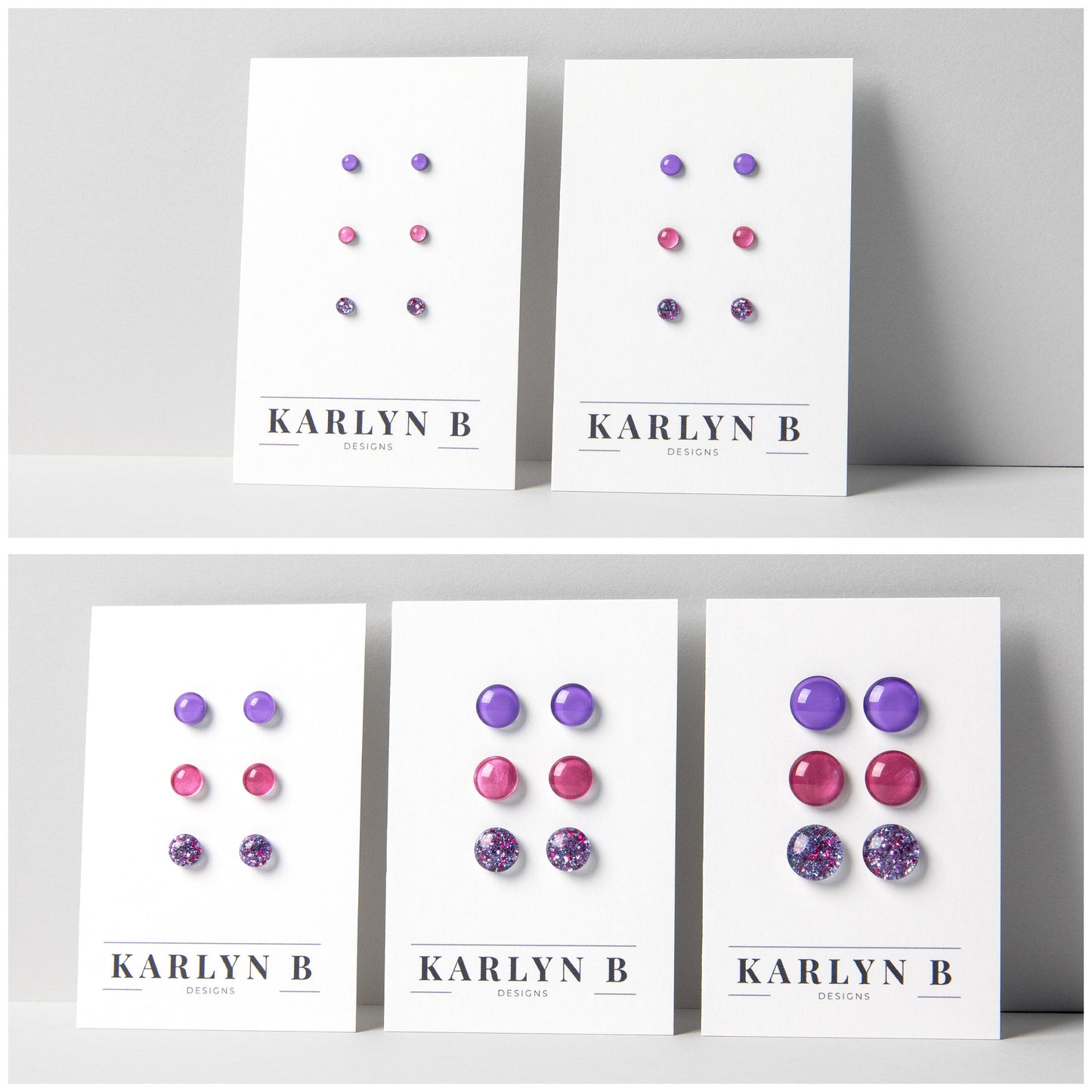 Three Pair Set of Color Dot Stud Earrings