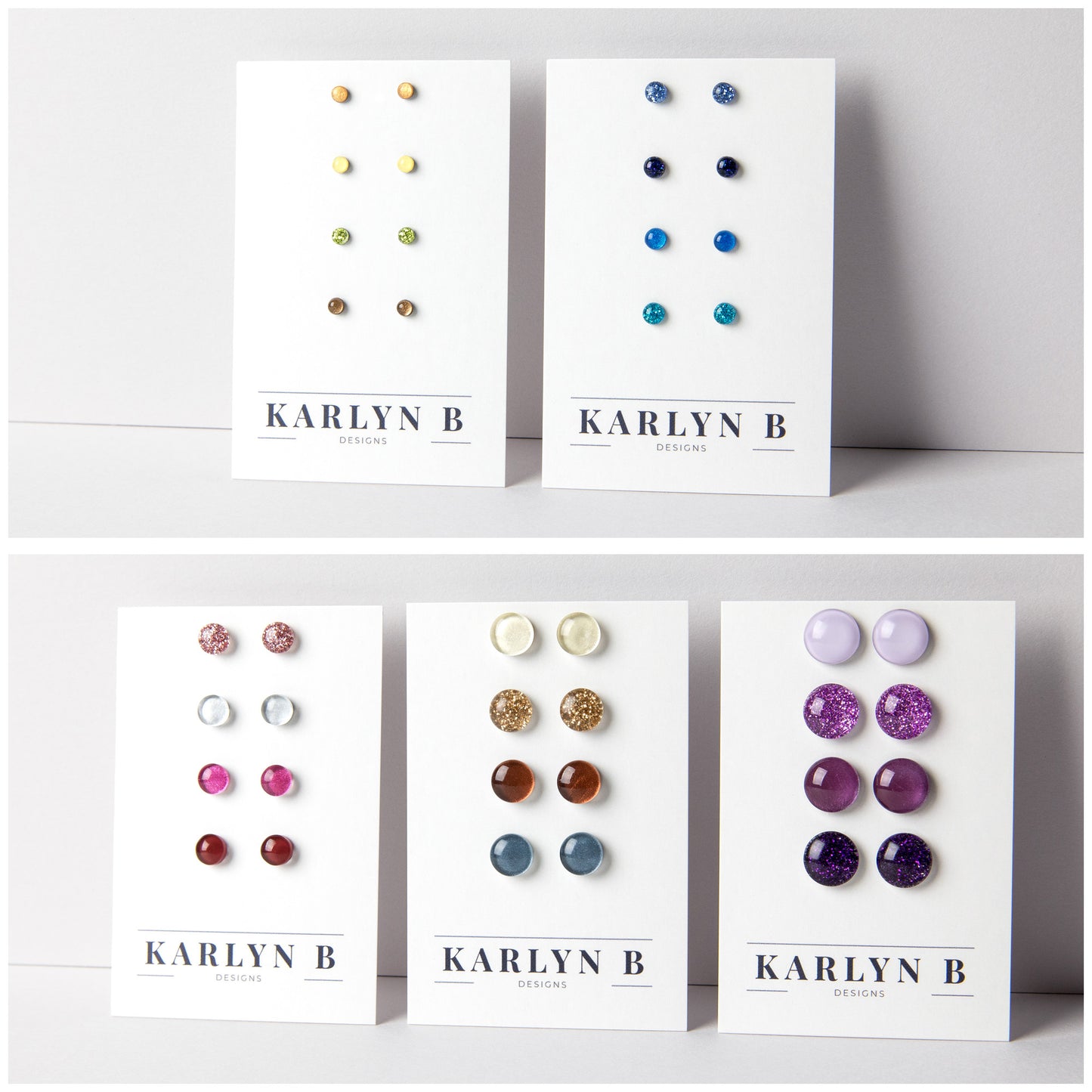 Build Your Own Four Pair Set of Color Dot Stud Earrings