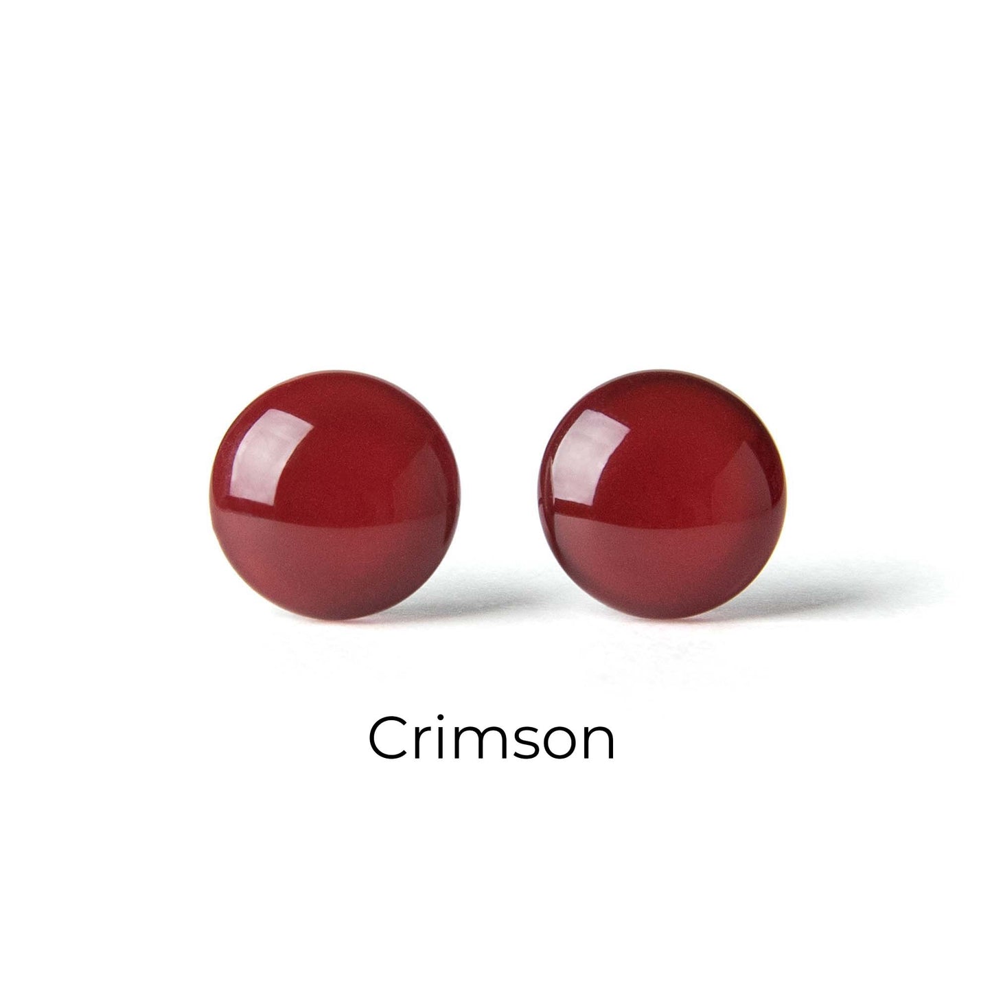 Color Dot Stud Earrings in Dark Red