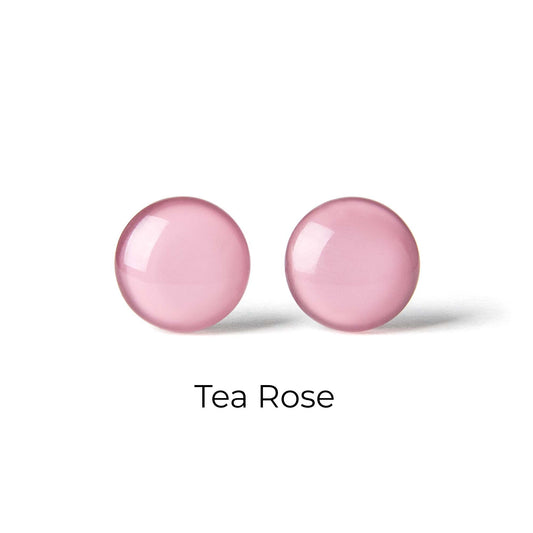 Color Dot Stud Earrings in Rose Pink