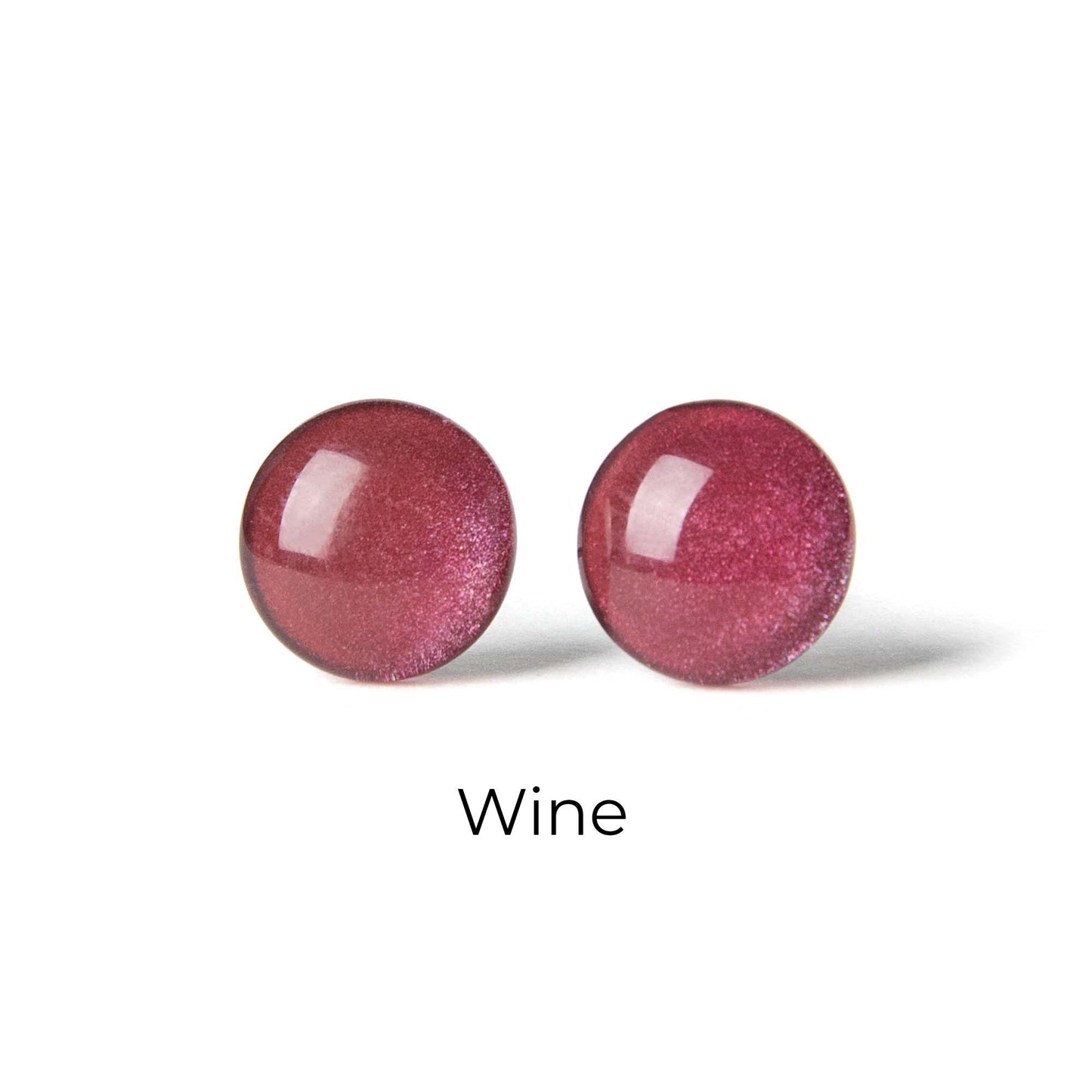 Color Dot Stud Earrings in Dark Red Shimmer