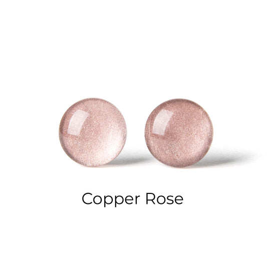 Color Dot Stud Earrings in Pink Shimmer